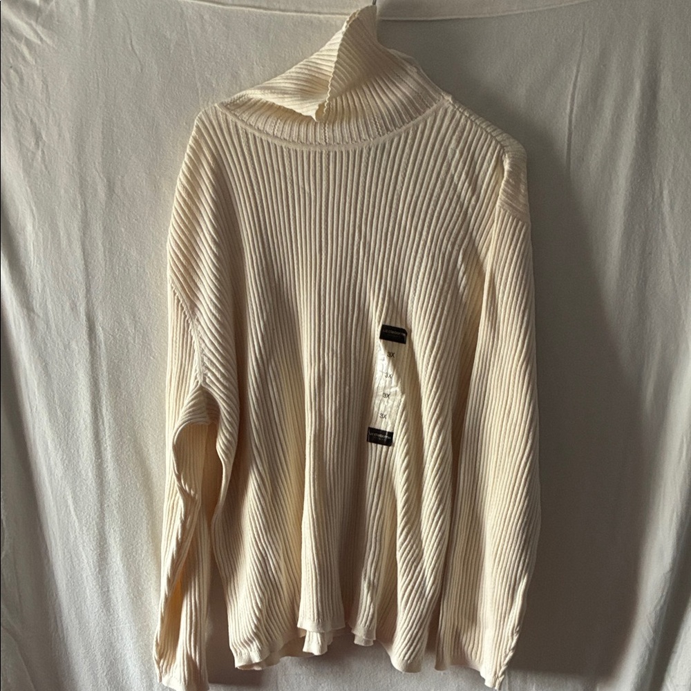 Liz Claiborne Woman Cream Ribbed TurtleNeck Sweater